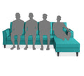 Adorn India Maddox Tufted L Shape 6 Seater Sofa Set RHS (Aqua Blue) (3 Year Warranty)
