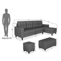 Darcy L Shape 8 Seater Sofa Set with Center Table and 2 Ottoman Puffy (RHS) (Grey)