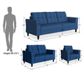 Adorn India Maddox Tufted 3+2+1 6 Seater Sofa Set (Blue) (3 Year Warranty)