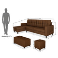 Darcy L Shape 8 Seater Sofa Set with Center Table and 2 Ottoman Puffy (LHS) (Brown)