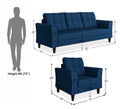 Adorn India Maddox Tufted 3-1-1 5 Seater Wood Sofa Set (Blue) (3 Year Warranty)