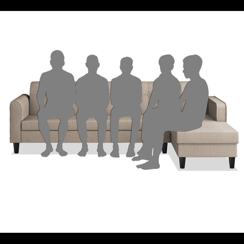 Adorn India Rio Elegant L Shape 6 Seater Sofa Set (RHS) (Beige) (3 Year Warranty)