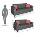 Adorn India Harlem 5 Seater 3+2 Fabric Sofa Set (Grey) (3 Year Warranty)