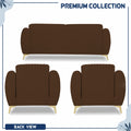 Adorn India Premium Luster Plus 3-1-1 Sofa Set | Velvet Suede Fabric | 3-Year Warranty | Color Brown with Golden Legs & Striped Pattern Cushion
