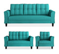 Adorn India Maddox Tufted 3+2+1 6 Seater Sofa Set (Aqua Blue) (3 Year Warranty)