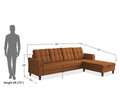 Adorn India Maddox Tufted L Shape 6 Seater Sofa Set RHS (Rust) (3 Year Warranty)