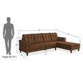 Adorn India Maddox Tufted L Shape 6 Seater Sofa Set RHS (Brown)