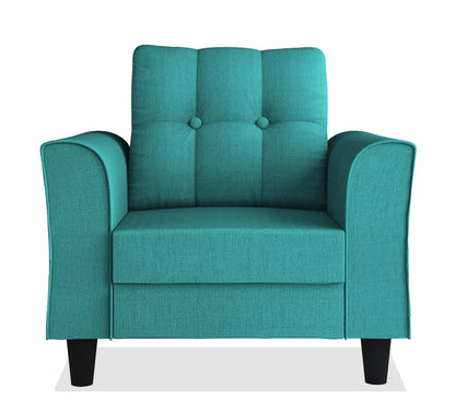 Adorn India Wood Marcus 1 Seater Sofa (Aqua Blue), Standard Sofa