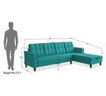 Adorn India Maddox Tufted L Shape 5 Seater Sofa Wood Sofa Set RHS (Aqua Blue) (3 Year Warranty)