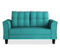 Adorn India Maddox Tufted 2 Seater Sofa (Aqua Blue) (3 Year Warranty)