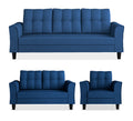 Adorn India Maddox Tufted 3+2+1 6 Seater Sofa Set (Blue) (3 Year Warranty)