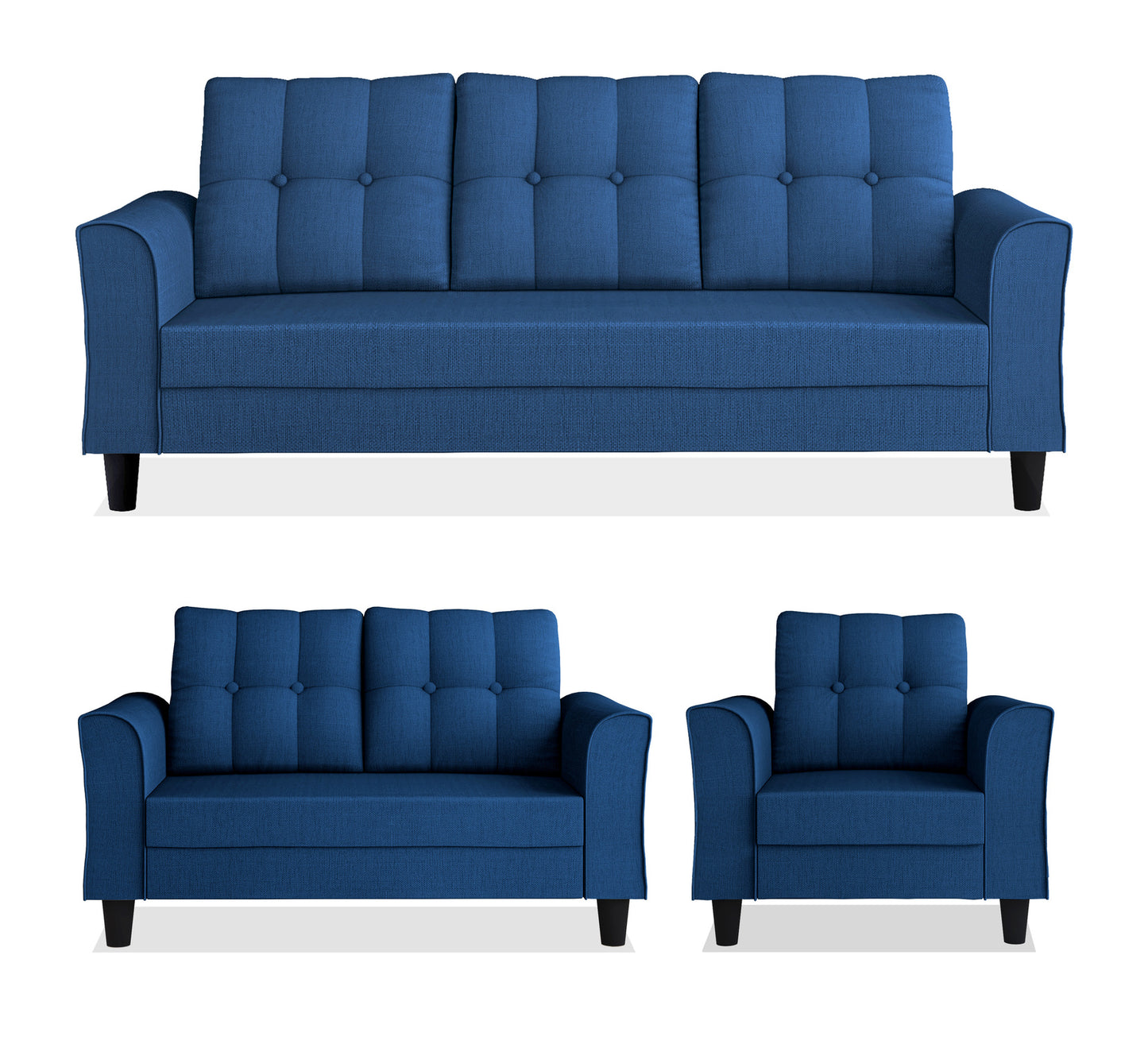 Adorn India Maddox 6 Seater 3+2+1 Sofa Set (Blue)