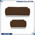 Adorn India Premium Luster Plus 3-2 Sofa Set | Velvet Suede Fabric | 3-Year Warranty | Color Brown with Golden Legs & Striped Pattern Cushion