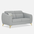 Adorn India Premium Luster Plus 2 Seater Sofa | Velvet Suede Fabric | 3-Year Warranty | Color Grey with Golden Legs & Striped Pattern Cushion