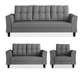 Adorn India Maddox Tufted 3+2+1 6 Seater Sofa Set (Grey) (3 Year Warranty)