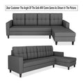 Darcy L Shape 8 Seater Sofa Set with Center Table and 2 Ottoman Puffy (RHS) (Grey)