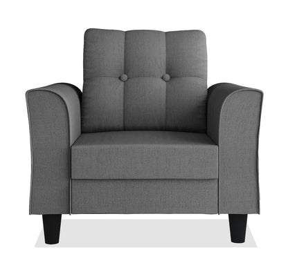 Adorn India Maddox 1 Seater Sofa (Grey) - Wood