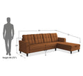 Adorn India Maddox Tufted L Shape 5 Seater Sofa Set RHS (Rust) (3 Year Warranty)
