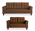 Adorn India Maddox Tufted 3+2 5 Seater Sofa Set (Brown) (3 Year Warranty)
