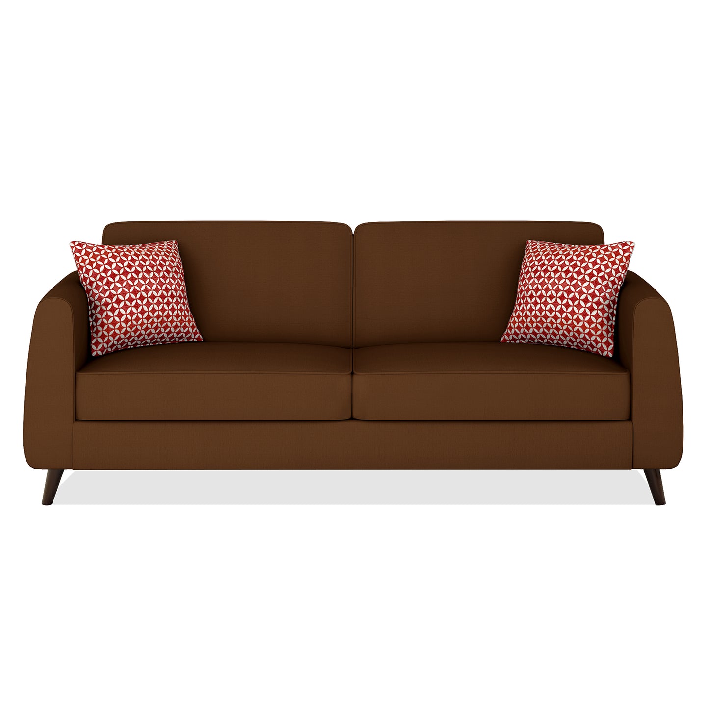 Adorn India Harlem 3 Seater Fabric Sofa (Brown)