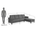 Adorn India Maddox Tufted L Shape 6 Seater Sofa Set RHS (Grey) (3 Year Warranty)