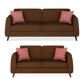Adorn India Harlem 5 Seater 3+2 Fabric Sofa Set (Brown) (3 Year Warranty)