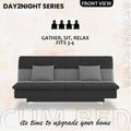 Adorn India Premium New Aspen 3 Seater Sofa Cum Bed 4X6 Velvet Suede with 2 Cushions (Color Dark Grey & Grey) and Suitable for All Indoor, with 3 Years Warranty