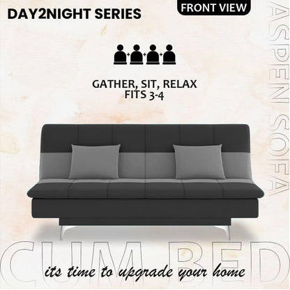 Adorn India Premium New Aspen 3 Seater Sofa Cum Bed 4X6 Velvet Suede with 2 Cushions (Color Dark Grey & Grey) and Suitable for All Indoor, with 3 Years Warranty