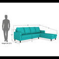 Chandler Plain L Shape 6 Seater Sofa Set RHS (Aqua Blue)