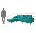 Adorn India Maddox Tufted L Shape 5 Seater Sofa Set LHS (Aqua Blue) (3 Year Warranty)