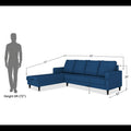 Chandler Plain L Shape 6 Seater Sofa Set Lhs (Blue)