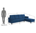 Adorn India Maddox Tufted L Shape 6 Seater Sofa Set RHS (Blue) (3 Year Warranty)