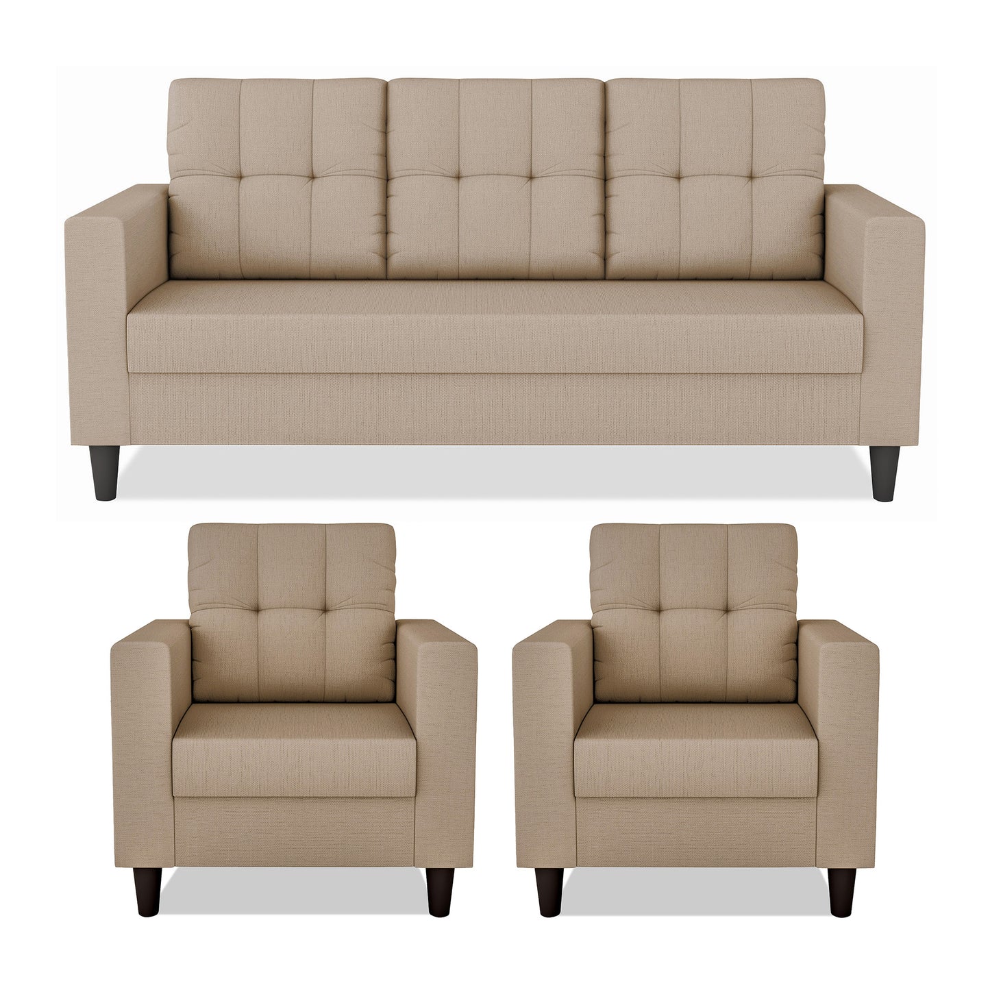 Adorn India Darcy 3-1-1 Five Seater Sofa Set (Beige)