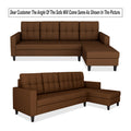 Darcy L Shape 8 Seater Sofa Set with Center Table and 2 Ottoman Puffy (RHS) (Brown)