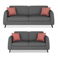 Adorn India Harlem 5 Seater 3+2 Fabric Sofa Set (Grey) (3 Year Warranty)