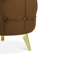 Adorn India Macolm Round 1 Seater Ottoman Pouffe Tufted Pattern with Velvet Suede Fabric (Brown)