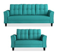 Adorn India Maddox Tufted 5 Seater 3+2 Sofa Set (Aqua Blue) (3 Year Warranty)