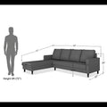 Chandler Plain L Shape 6 Seater Sofa Set Lhs (Grey)