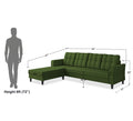 Adorn India Maddox Tufted L Shape 5 Seater Sofa Set LHS (Green) (3 Year Warranty)