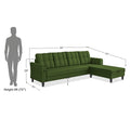 Adorn India Maddox Tufted L Shape 6 Seater Sofa Set RHS (Green) (3 Year Warranty)