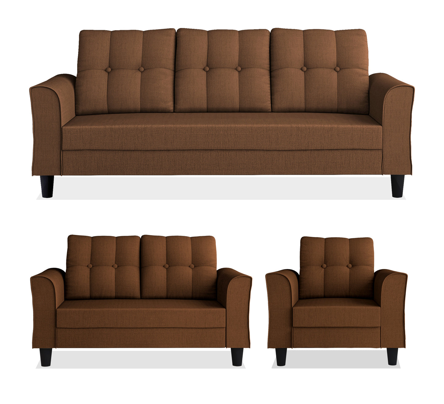 Adorn India Maddox 6 Seater 3+2+1 Sofa Set (Brown)