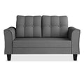 Adorn India Maddox Tufted 2 Seater Sofa (Grey) (3 Year Warranty)