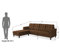 Adorn India Maddox Tufted L Shape 5 Seater Sofa Set LHS (Brown) (3 Year Warranty)