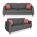 Adorn India Harlem 6 Seater 3+2+1 Fabric Sofa Set (Grey) (3 Year Warranty)