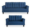 Adorn India Maddox Tufted 5 Seater 3+2 Sofa Set (Blue) (3 Year Warranty)