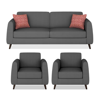 Adorn India Harlem 5 Seater 3-1-1 Sofa Set (Grey)