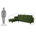 Adorn India Maddox Tufted L Shape 6 Seater Sofa Set LHS (Green) (3 Year Warranty)