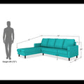 Chandler Plain L Shape 6 Seater Sofa Set Lhs (Aqua Blue)