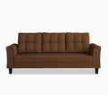 Adorn India Maddox Tufted 3 Seater Sofa (Brown) (3 Year Warranty)