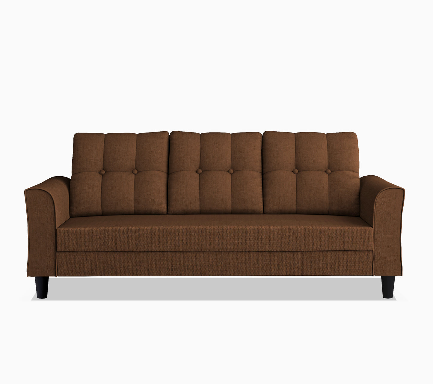 Adorn India Maddox Tufted 3 Seater Sofa (Brown)